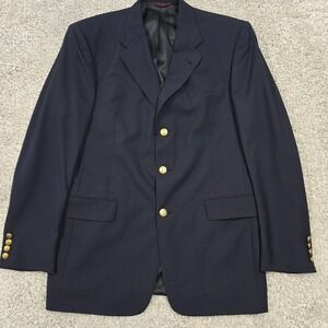 Hart Schaffner Marx Mens Wool Blazer 42L 3 Button Navy Business‎ Formal